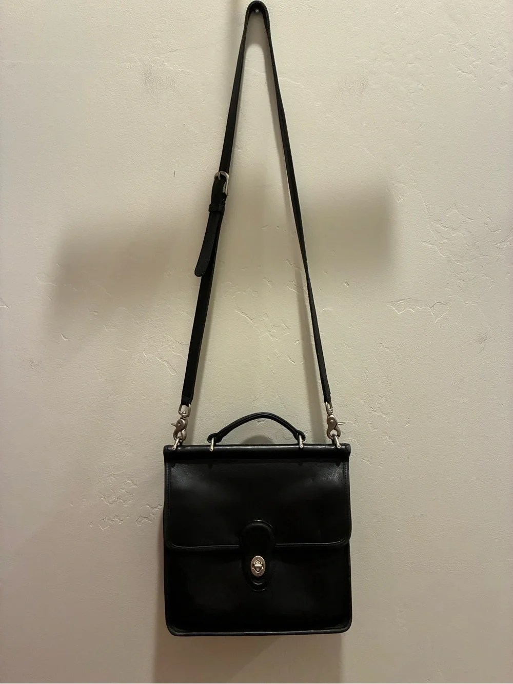 VTG 90’s Coach Black Leather Messenger Brief Bag